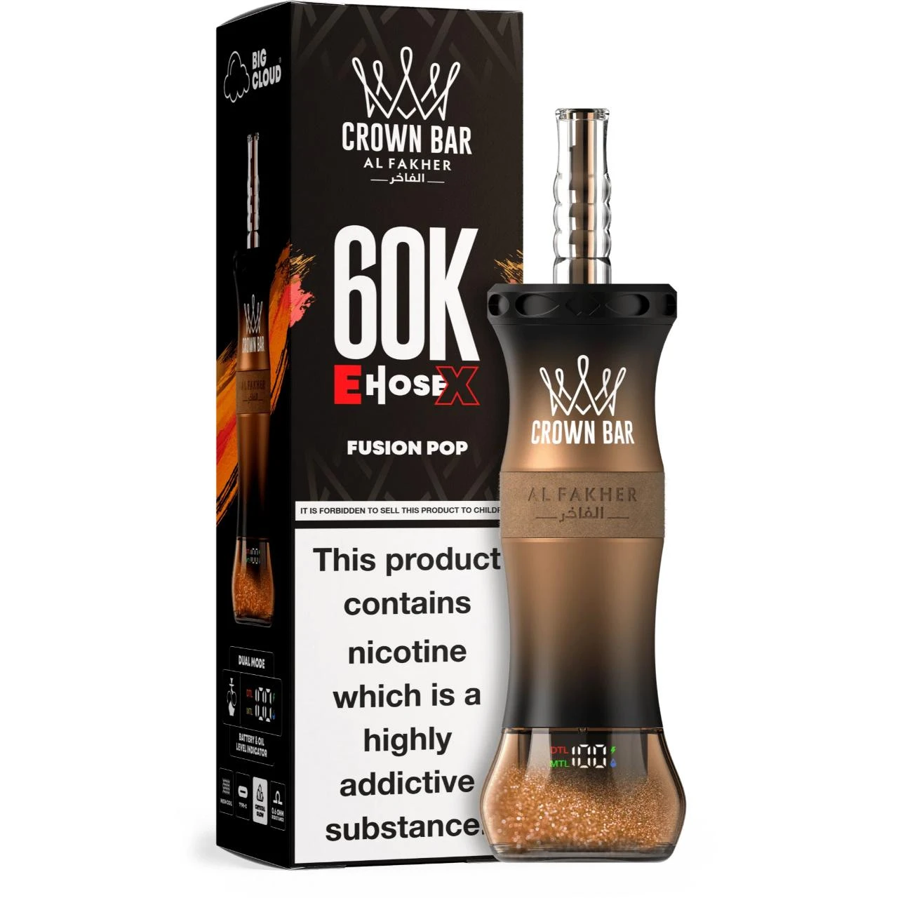 Al Fakher Crown Bar E-Hose X 60000 Puff Nargile - Görsel 9